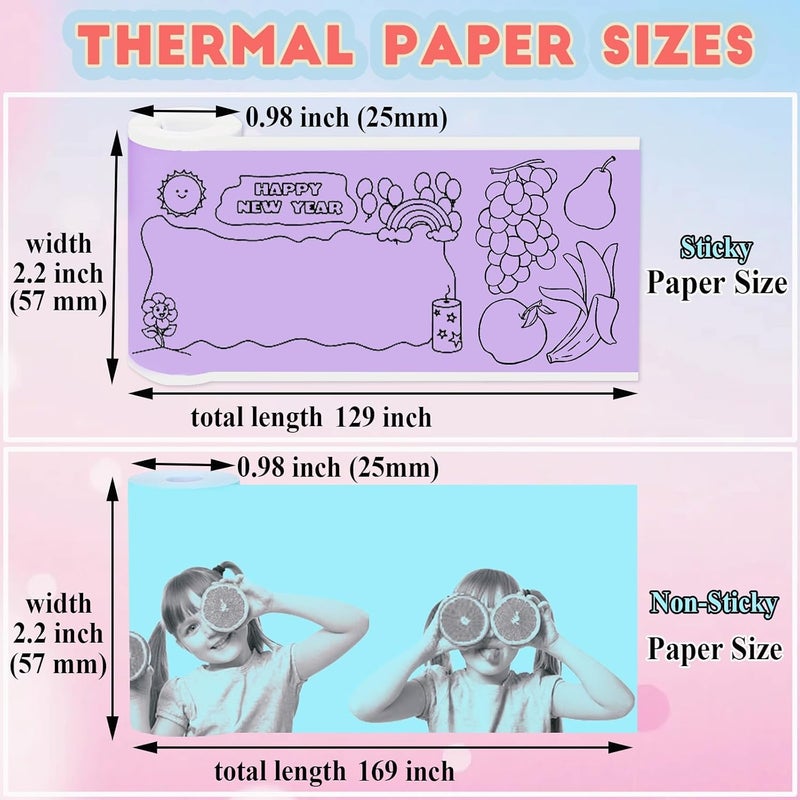 OMGFUNAA 15 Rolls 2-in-1 Mini Printer Paper - 9 Sticky Rolls & 6 Plain Rolls Compatible with M02/T02 Printers(Remove Inner Paper Holder), Thermal Sticker Paper for Photos, Lists, Study Notes & Scrapbooking - Image 5